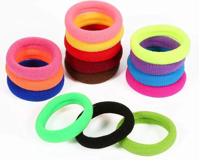 Alt view image 3 of 7 - Baby Hair Ties, Elastic Hair Bands for Girls Kids, Toddler Ponytail Holders | QRTVI Soft Small Seamless Cotton Hair Tie, No Damage Hair Accessories for Girls (15 Colors)