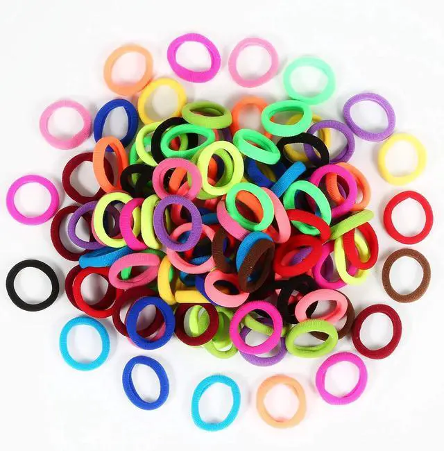 Alt view image 5 of 7 - Baby Hair Ties, Elastic Hair Bands for Girls Kids, Toddler Ponytail Holders | QRTVI Soft Small Seamless Cotton Hair Tie, No Damage Hair Accessories for Girls (15 Colors)