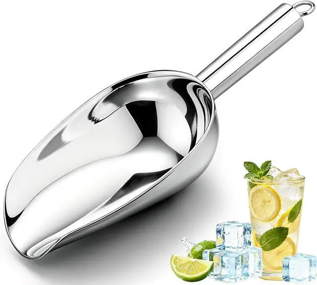 Main image of 12oz Ice Scoop for Freezer, Metal Scooper for Ice Machine, Bucket, Pet Food | Premium Stainless Steel Food Scoopers for Kitchen, Bar Party Wedding, Rust-Resistant, Dishwasher Safe