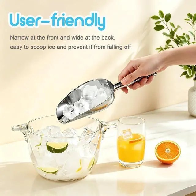 Alt view image 2 of 6 - 12oz Ice Scoop for Freezer, Metal Scooper for Ice Machine, Bucket, Pet Food | Premium Stainless Steel Food Scoopers for Kitchen, Bar Party Wedding, Rust-Resistant, Dishwasher Safe