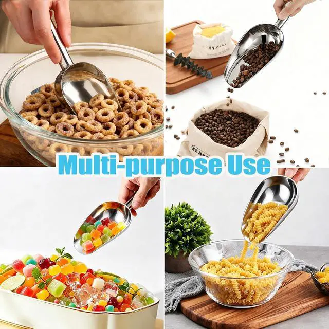 Alt view image 4 of 6 - 12oz Ice Scoop for Freezer, Metal Scooper for Ice Machine, Bucket, Pet Food | Premium Stainless Steel Food Scoopers for Kitchen, Bar Party Wedding, Rust-Resistant, Dishwasher Safe