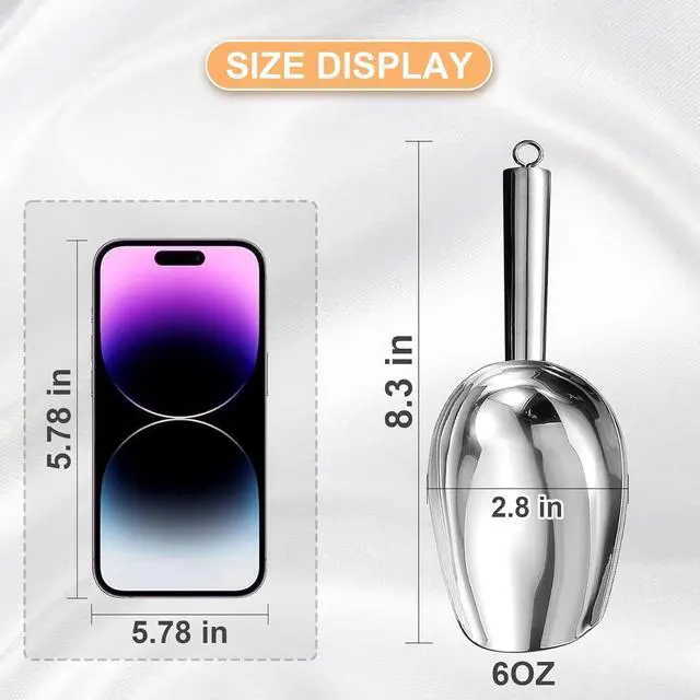 Alt view image 3 of 6 - Metal Ice ScoopKitchen Ice Scooper for Ice Maker,Stainless Steel Small Ice Scooper for FreezerKitchen Gadgets Cookie Flour Pet Dog Food Scoop (Silver, 6 OZ)