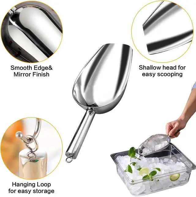 Alt view image 5 of 6 - Metal Ice ScoopKitchen Ice Scooper for Ice Maker,Stainless Steel Small Ice Scooper for FreezerKitchen Gadgets Cookie Flour Pet Dog Food Scoop (Silver, 6 OZ)
