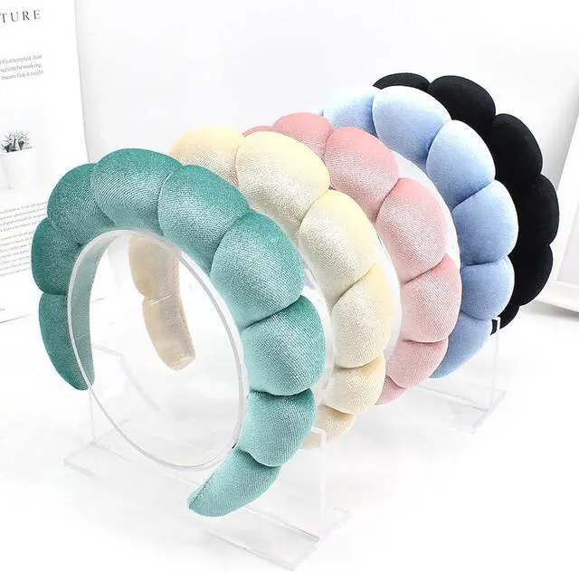 Alt view image 2 of 6 - AOENJIE Spa Headbands for Washing Face or Makeup, Sponge Bubble Skincare Headbands, Puffy Terry Cloth Hairband for Women, Skin Care Makeup Headwear Hair Accessories for Girls