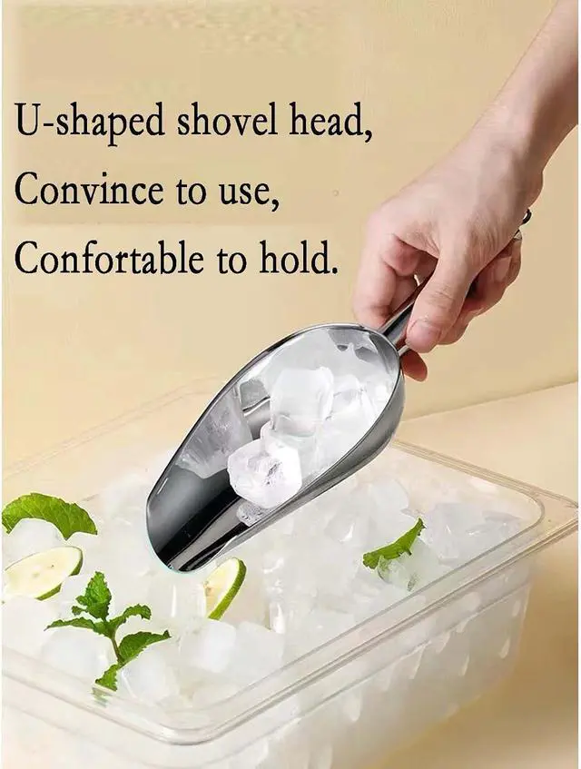 Alt view image 3 of 7 - Stainless Steel Ice Scoop for Freezer | Smal Metal Ice Scoop for Ice Machine,Ice Cube Scoop for Ice Freezer Bin,8 Oz,Heavy Duty,Dishwasher Safe