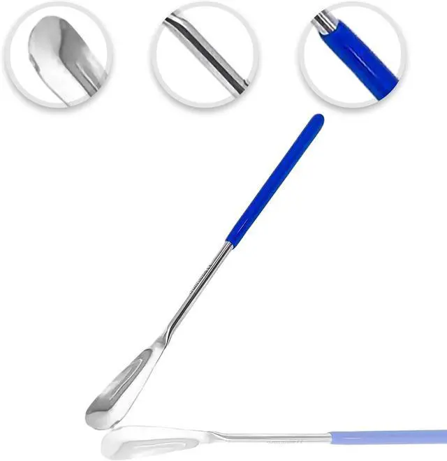 Alt view image 2 of 2 - Stainless Steel Micro Lab Flat Spoon Spatula Sampler with Vinyl Handle 6 (15.24 cm)