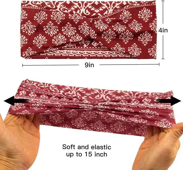 Alt view image 3 of 6 - Yeshan 12 Pack Headbands for Women, Boho Sports Hairbands, Elastic Wide Headband Non Slip Workout Yoga Criss cross Headbands for Women