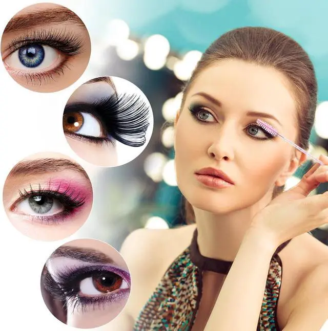 Alt view image 7 of 7 - 100 Pcs Disposable Mascara Wands, Crystal Eyebrow Spoolies Brush for Eyelash Extensions, Pink Lash Brushes with Container