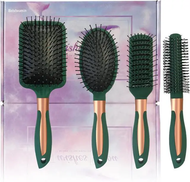 Main image of 4 Pcs Hair Brush Set,Anti Static Massage Oval Comb,Detangling Brush Round Hair Brush Vent Hair Brush,Flexible Soft Pin Bristles for Long Thick Curly Wavy Dry Damaged Hair