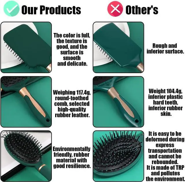 Alt view image 3 of 7 - 4 Pcs Hair Brush Set,Anti Static Massage Oval Comb,Detangling Brush Round Hair Brush Vent Hair Brush,Flexible Soft Pin Bristles for Long Thick Curly Wavy Dry Damaged Hair