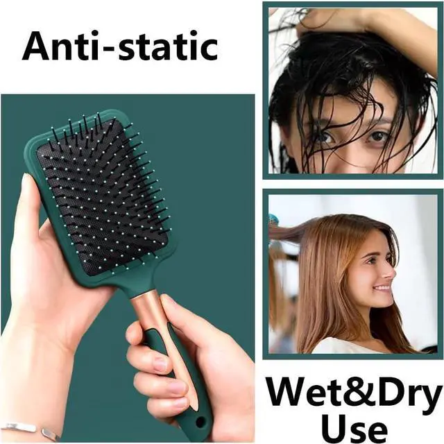 Alt view image 4 of 7 - 4 Pcs Hair Brush Set,Anti Static Massage Oval Comb,Detangling Brush Round Hair Brush Vent Hair Brush,Flexible Soft Pin Bristles for Long Thick Curly Wavy Dry Damaged Hair