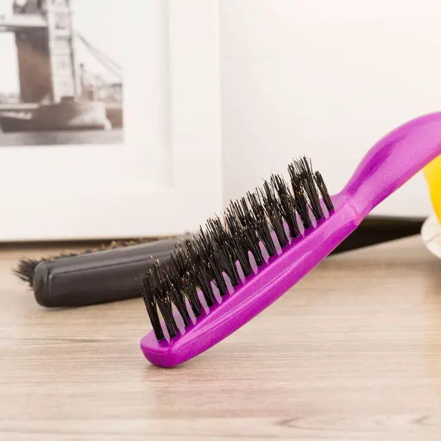 Alt view image 3 of 4 - Frienda 2 Pieces Teasing Hair Brush Slick Back Brush (Fuchsia and Purple) | Boar Bristle Brush Comb, Women Salon Boar, Nylon Bristle, Beauty Styling, Slick Back, Backcombing Tool