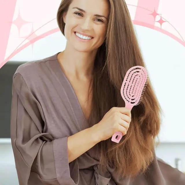 Alt view image 3 of 7 - 6 Pieces Detangling Styling Comb Set for Women and Men - Hair Brush for Straight, Curly, and All Hair Types(Pink)