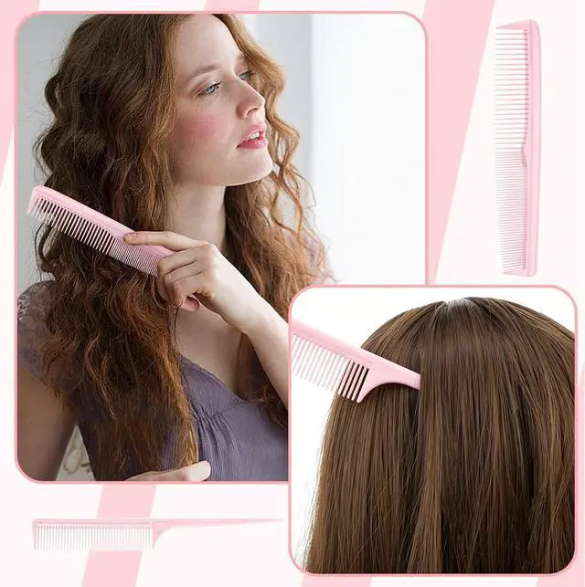 Alt view image 7 of 7 - 6 Pieces Detangling Styling Comb Set for Women and Men - Hair Brush for Straight, Curly, and All Hair Types(Pink)