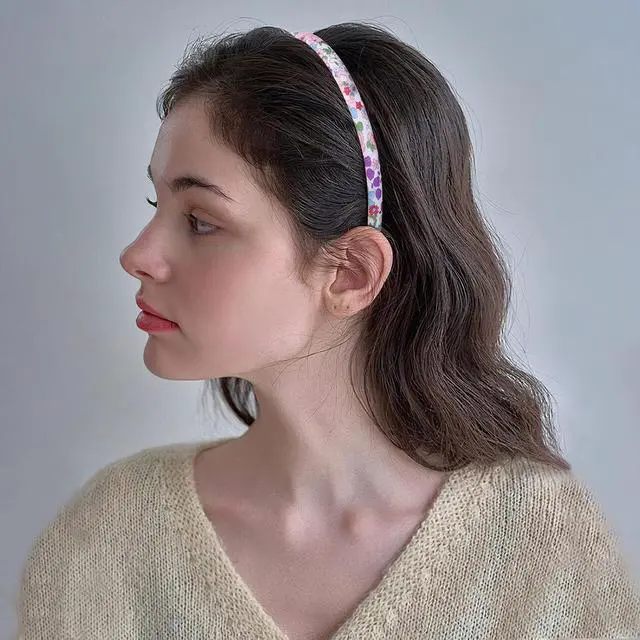 Alt view image 5 of 7 - Fishdown Headbands for Girls 12Pcs Thin Head Bands for Girls Hairbands for Toddler Floral Cloth Fabric Covered Headband Birthday Party Favors