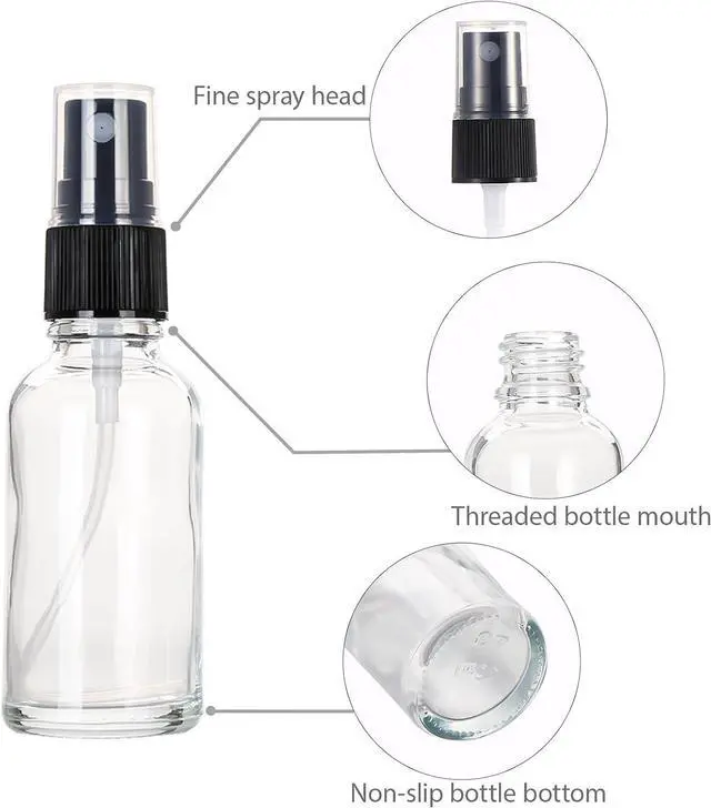 Alt view image 4 of 7 - 1 oz Glass Spray Bottles,Small Empty Fine Mist Refillable Travel Spray Bottle for Cleaning,Perfume,Aromatherapy,Cosmetic Sprays,Hair,Essential Oils with Fine Mist Dispenser3 Pack