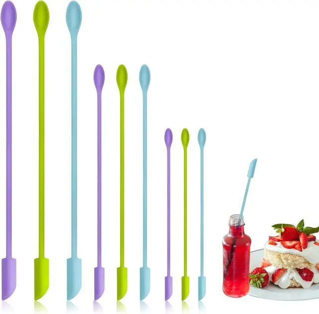 Main image of 9 Pieces Mini Silicone Spatula-Makeup Spatula-Small Silicone Spatula-Thin Spatula Set for Skinny Openings-Abnaok Tiny Scraper for Jar,Kitchen Bottles,Cosmetic