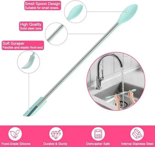 Alt view image 4 of 7 - 9 Pieces Mini Silicone Spatula-Makeup Spatula-Small Silicone Spatula-Thin Spatula Set for Skinny Openings-Abnaok Tiny Scraper for Jar,Kitchen Bottles,Cosmetic