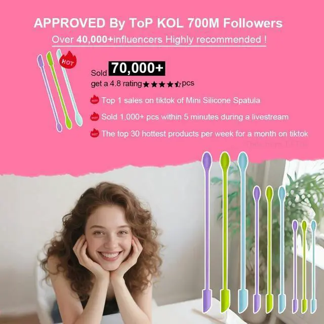 Alt view image 7 of 7 - 9 Pieces Mini Silicone Spatula-Makeup Spatula-Small Silicone Spatula-Thin Spatula Set for Skinny Openings-Abnaok Tiny Scraper for Jar,Kitchen Bottles,Cosmetic