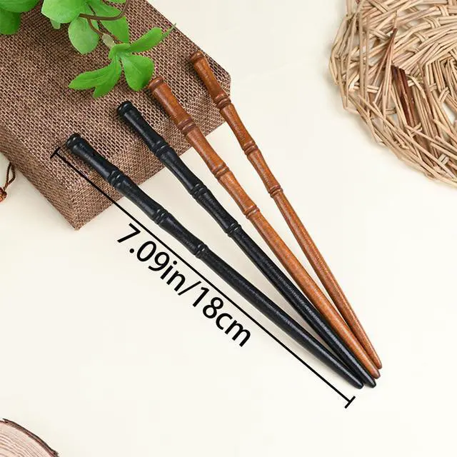 Alt view image 2 of 7 - 16 PCS Retro Wooden Hair Sticks Bamboo Shape Hair Chopsticks, Vintage Elegant Hair Chopsticks Bamboo Shape Hair Pins for Long Hair Women and Girls Bun Hairstyles Decorative Holder