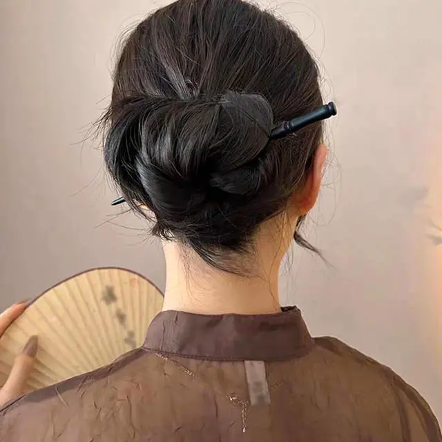Alt view image 5 of 7 - 16 PCS Retro Wooden Hair Sticks Bamboo Shape Hair Chopsticks, Vintage Elegant Hair Chopsticks Bamboo Shape Hair Pins for Long Hair Women and Girls Bun Hairstyles Decorative Holder