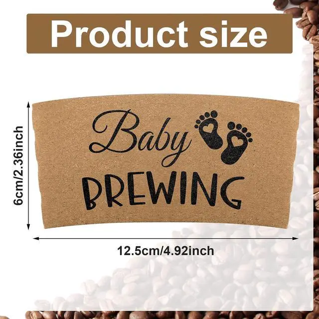 Alt view image 2 of 7 - Newtay 50 Counts Baby Is Brewing Coffee Sleeves, Disposable Kraft Paper Cup Sleeves for Baby Shower, Gender Reveal, Halloween Party Decorations, Fits 12 16 or 20 oz Hot Cold Drinks Paper Cup(Playful)