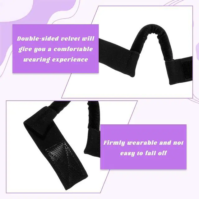 Alt view image 3 of 7 - 2Pcs Wig Band for Lace Front Ear Cut Free Lace Melting Elastic Painless Wig Bangs Headband Earless Melting Band Supplies for Women No Slip C Shaped Ear Curve Black Color Regular Size