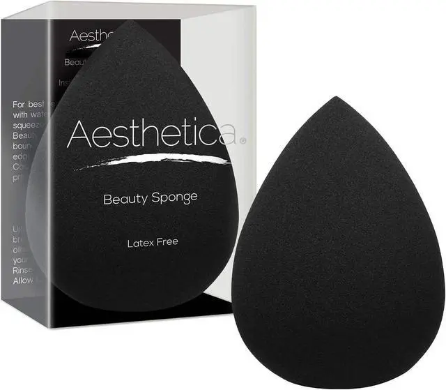 Main image of Aesthetica Beauty Sponge Blender, Latex Free & Vegan Makeup Sponge Blender | Aesthetica Cosmetics Beauty Sponge Blender For Powder, Cream or Liquid Application - One Piece Make Up Sponge
