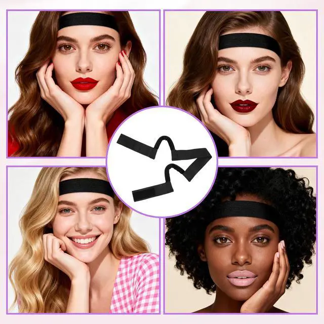 Alt view image 6 of 7 - 2Pcs Wig Band for Lace Front Ear Cut Free Lace Melting Elastic Painless Wig Bangs Headband Earless Melting Band Supplies for Women No Slip C Shaped Ear Curve Black Color Regular Size