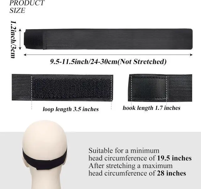 Alt view image 2 of 7 - 3 Pcs Elastic Wig Band for Melting Lace Wig Edge Bands | No Slip Adjustable Length Velcro Fastener Soft and Breathable Wig Securing Accessories