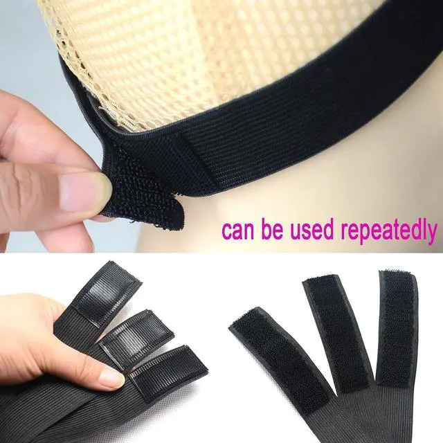 Alt view image 6 of 7 - 3 Pcs Elastic Wig Band for Melting Lace Wig Edge Bands | No Slip Adjustable Length Velcro Fastener Soft and Breathable Wig Securing Accessories
