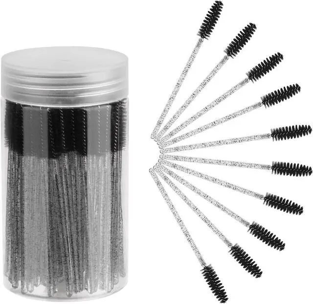 Main image of CHEFBEE 100PCS Disposable Eyelash Spoolies Brush with Container, Black | Soft Mascara Wands for Eyelash Extensions & Eyebrow Grooming, Hygienic Single Use, Multipurpose Makeup Applicators