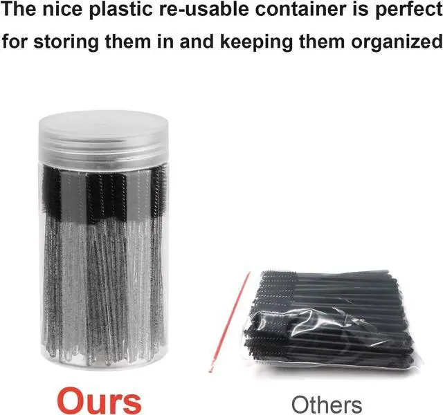 Alt view image 4 of 7 - CHEFBEE 100PCS Disposable Eyelash Spoolies Brush with Container, Black | Soft Mascara Wands for Eyelash Extensions & Eyebrow Grooming, Hygienic Single Use, Multipurpose Makeup Applicators