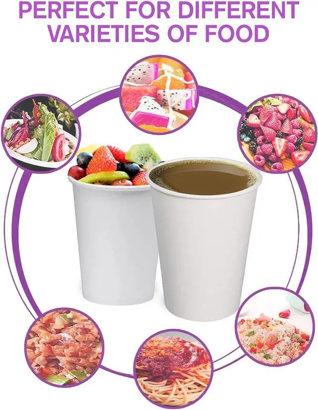 Alt view image 4 of 7 - White Disposable Paper Coffee Cups (6 OZ, 100 Count) For Hot Beverages, Tea, Espresso, Cocoa - To Go Drink Containers, Café & Office