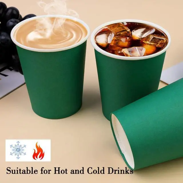 Alt view image 3 of 7 - 50 Pack 8oz Green Paper Cups Disposable Paper Coffee Cups | Disposable Drinking Cups, Hot/Cold Beverage Paper Cups Ideal for for Office, Parties, Travel, On-the-Go & Daily Use