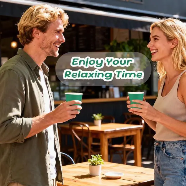 Alt view image 7 of 7 - 50 Pack 8oz Green Paper Cups Disposable Paper Coffee Cups | Disposable Drinking Cups, Hot/Cold Beverage Paper Cups Ideal for for Office, Parties, Travel, On-the-Go & Daily Use