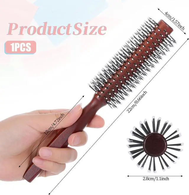 Alt view image 2 of 7 - Small Round Brush for Short Hair, Round Brush for Blow Drying Styling Curling Heat Resistant Nylon Spherical Comb Teeth Styling Brushes Portable Travel Size Circular Hairbrush for Women and Men