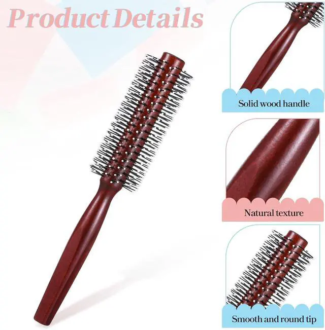 Alt view image 3 of 7 - Small Round Brush for Short Hair, Round Brush for Blow Drying Styling Curling Heat Resistant Nylon Spherical Comb Teeth Styling Brushes Portable Travel Size Circular Hairbrush for Women and Men