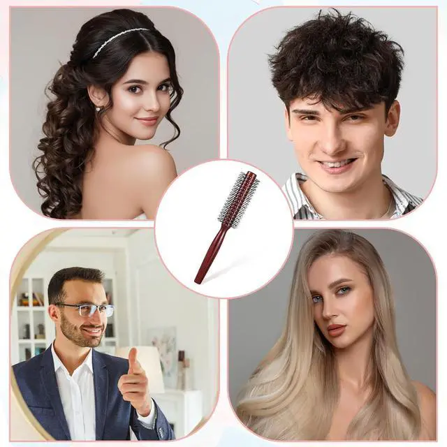Alt view image 6 of 7 - Small Round Brush for Short Hair, Round Brush for Blow Drying Styling Curling Heat Resistant Nylon Spherical Comb Teeth Styling Brushes Portable Travel Size Circular Hairbrush for Women and Men