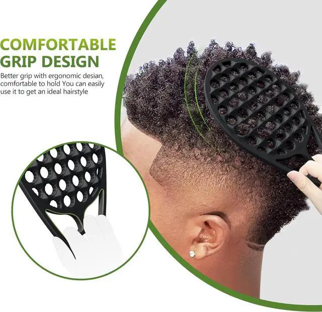 Alt view image 3 of 7 - KOUPA Silicone Afro Twist Brush with Pick Comb for Coily Hair Curls, Black | Easy Clean Dual-Sided Design with Textured Holes for Defined Afro Curls,Suitable for Coily Short Hair Men Women Tool