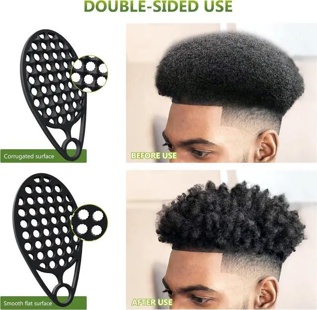 Alt view image 4 of 7 - KOUPA Silicone Afro Twist Brush with Pick Comb for Coily Hair Curls, Black | Easy Clean Dual-Sided Design with Textured Holes for Defined Afro Curls,Suitable for Coily Short Hair Men Women Tool