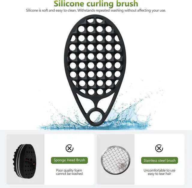 Alt view image 7 of 7 - KOUPA Silicone Afro Twist Brush with Pick Comb for Coily Hair Curls, Black | Easy Clean Dual-Sided Design with Textured Holes for Defined Afro Curls,Suitable for Coily Short Hair Men Women Tool