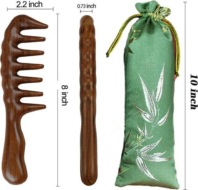 Alt view image 2 of 6 - Thicken Wooden Wide Tooth Comb for Curly Hair,Large No-static Handmade 100% Natural Sandalwood Hair Comb for Head Scalp Massage,Detangling Comb for Women Holiday Gift (Sandalwood)
