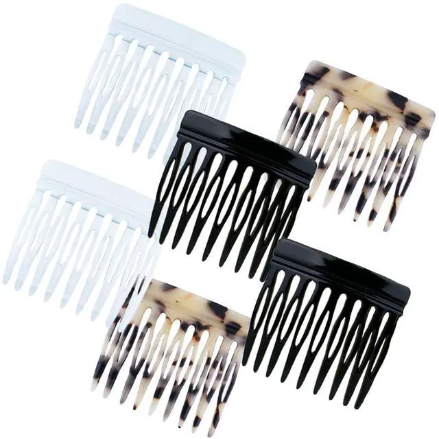 Main image of 6 Pcs French Hair Side Combs for Women Bun Small Twist Hair Decorative, Strong Hold Clips for Women Bun(Brown, Black, White)