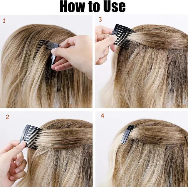 Alt view image 4 of 6 - 6 Pcs French Hair Side Combs for Women Bun Small Twist Hair Decorative, Strong Hold Clips for Women Bun(Brown, Black, White)