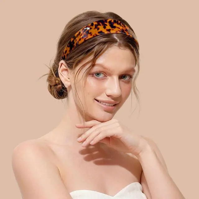 Alt view image 5 of 6 - Tortoise Shell Headbands for Women, Wide Leopard Headbands with Teeth for Women's Hair No Headache Headband No Slip Hairbands-Tortoise, Acetate Hair Accessory for Daily Wear & Parties