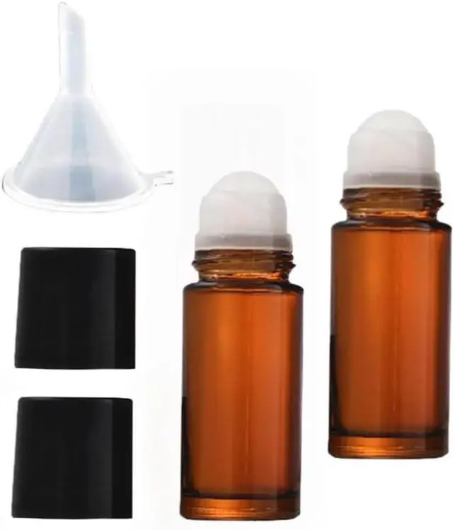 Main image of 2Pcs Brown 30ml Glass Essential Oil Roller Bottles Refillable Roll on Bottles Empty Deodorant Bottle Containers Rollerball Beauty and Personal Care Tools for Fragrance Cosmetics