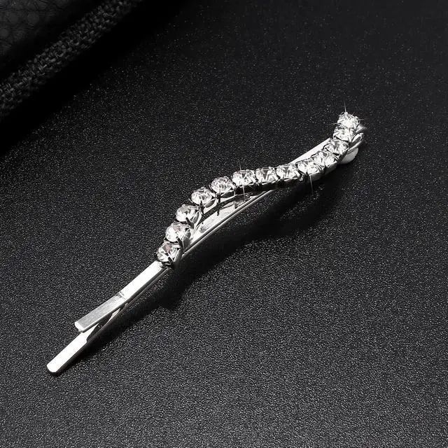 Alt view image 7 of 7 - 16 Pieces Fancy Rhinestone Bobby Pins, YISSION Silver Metal Hair Clips 2 Shaped Barrettes, Sparkly Crystal Hair Accessories for Women Girls Wedding Prom Party