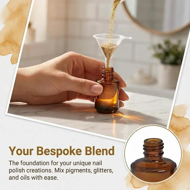 Alt view image 7 of 7 - 2Pcs Empty Nail Polish Bottles with Brush 15ml Bulk Mini Gel Bottle Containers for Liquid Nail Art and DIY Polish Samples Brown Glass Vials with Cap and 2pcs Funnel for Easy Filling