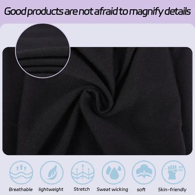 Alt view image 2 of 6 - XTREND 6 Packs Wide Boho Headbands for Women Stretch Fashion Headband Extra Large Turban Headband for Yoga, Working Out, Travel or Running Black Hairband Accessories (Black)